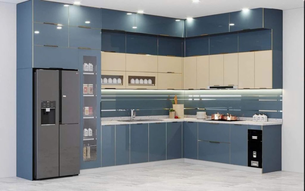 báo giá tủ bếp inox cánh kính cường lực