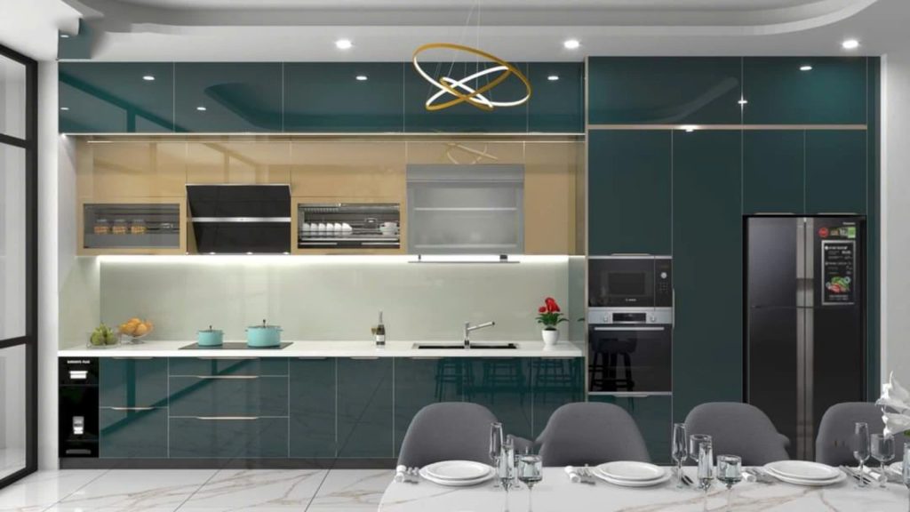 giá tủ bếp cánh kính inox