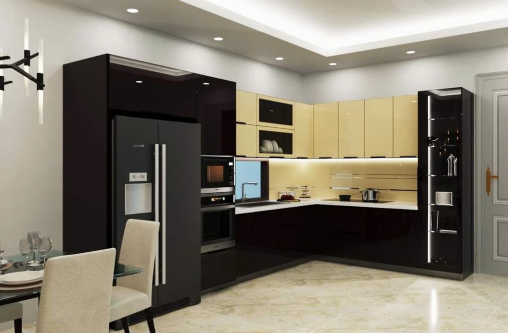 giá tủ bếp nhôm cánh kính cường lực