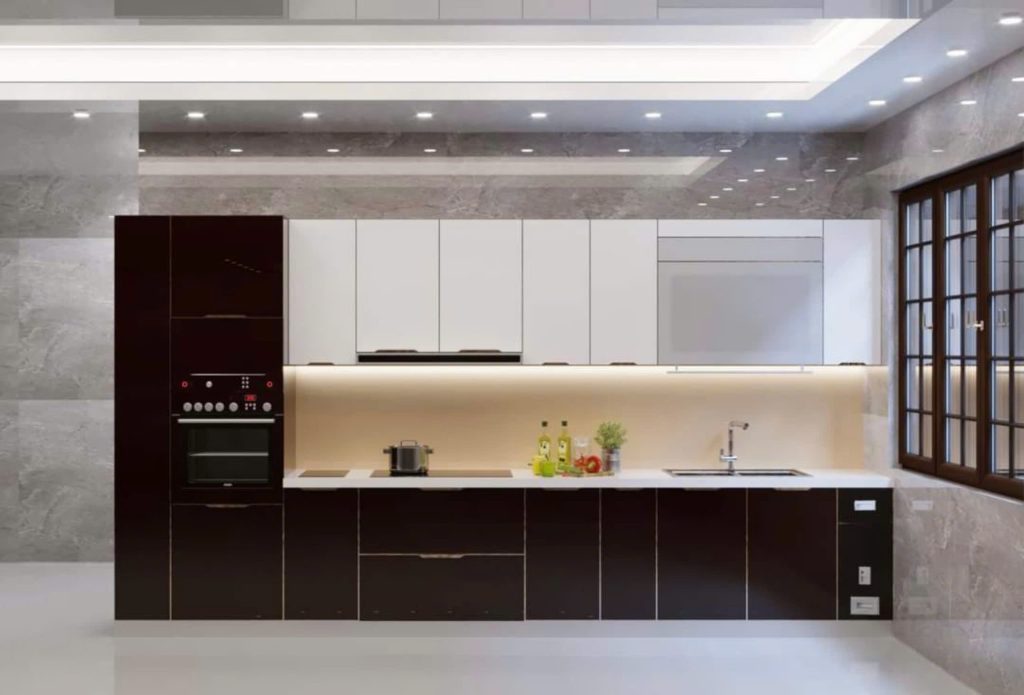 mẫu tủ bếp cánh kính