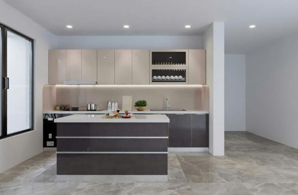 tủ bếp cánh kính cường lực